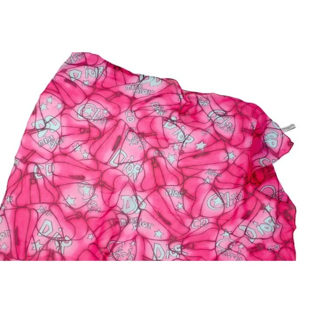 XRARE VTG Pink&Turqse Miss Dior Scarf by John Galliano Design-Classic Brandings!